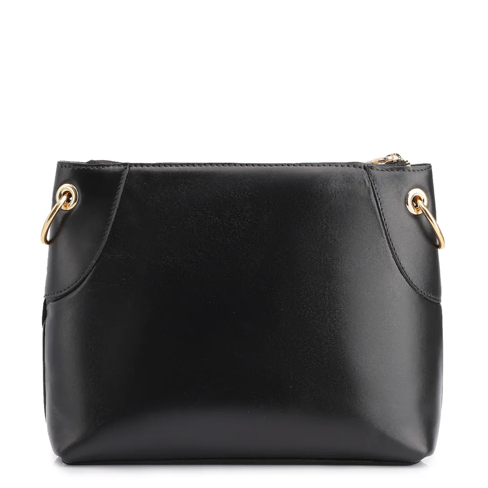 Bolsa Transversal Argola Couro Camurça/Couro Preto - imagem 3