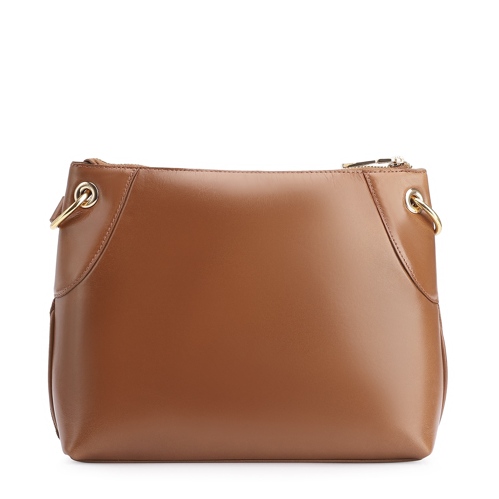 Bolsa Transversal Argola Couro Camurça Marrom/Couro Marrom