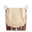 Bolsa Transversal Bag Charm Bucket Couro Marrom/Ráfia Natural - imagem 1