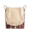 Bolsa Transversal Bag Charm Bucket Couro Marrom/Ráfia Natural - imagem 1