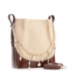 Bolsa Transversal Bag Charm Bucket Couro Marrom/Ráfia Natural - imagem 3