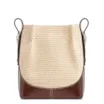 Bolsa Transversal Bag Charm Bucket Couro Marrom/Ráfia Natural - imagem 4