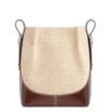 Bolsa Transversal Bag Charm Bucket Couro Marrom/Ráfia Natural - imagem 4