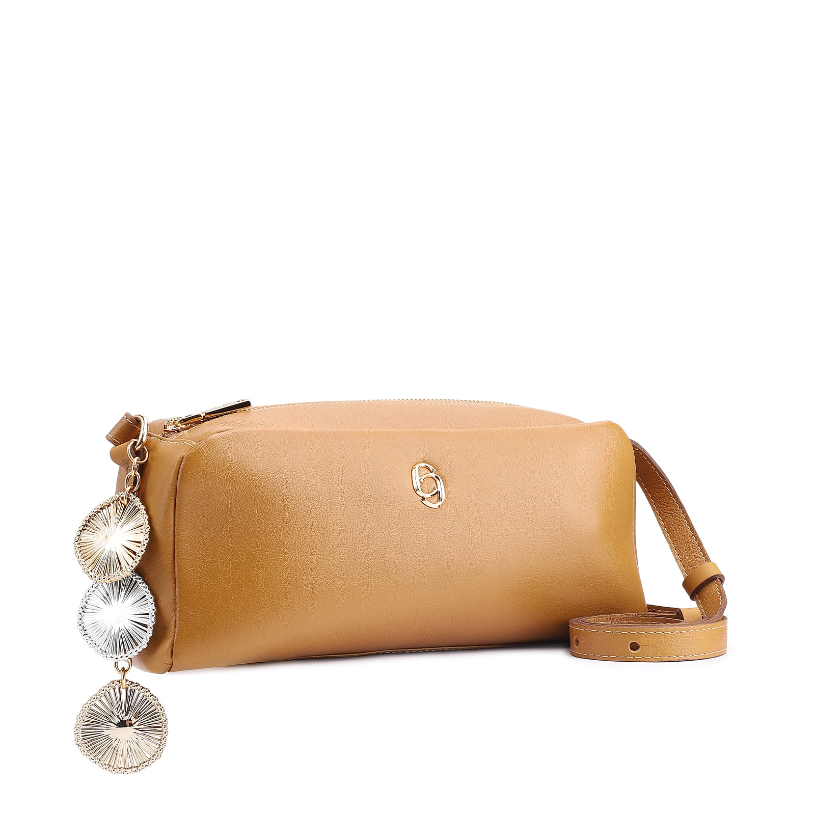 Bolsa Transversal Bag Charm Couro Amarelo