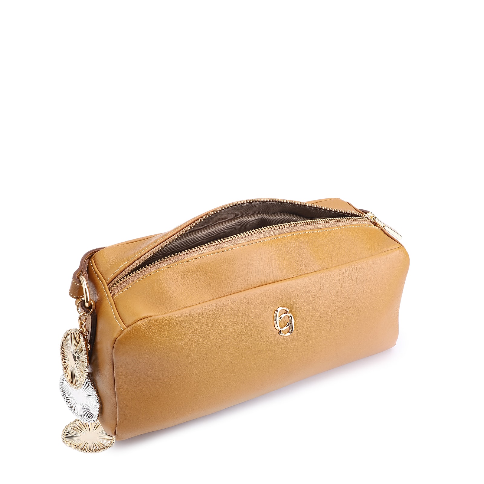 Bolsa Transversal Bag Charm Couro Amarelo