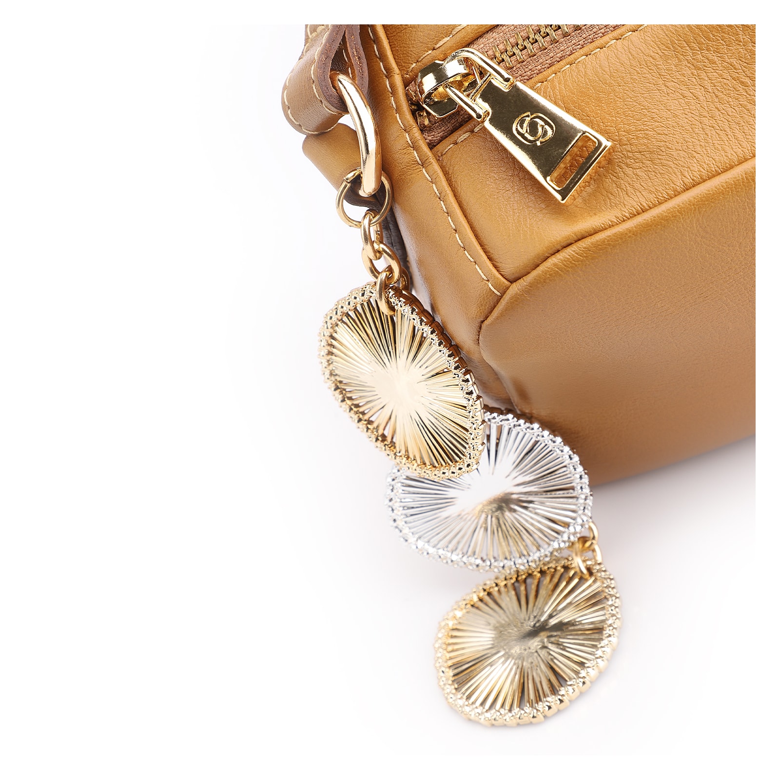 Bolsa Transversal Bag Charm Couro Amarelo