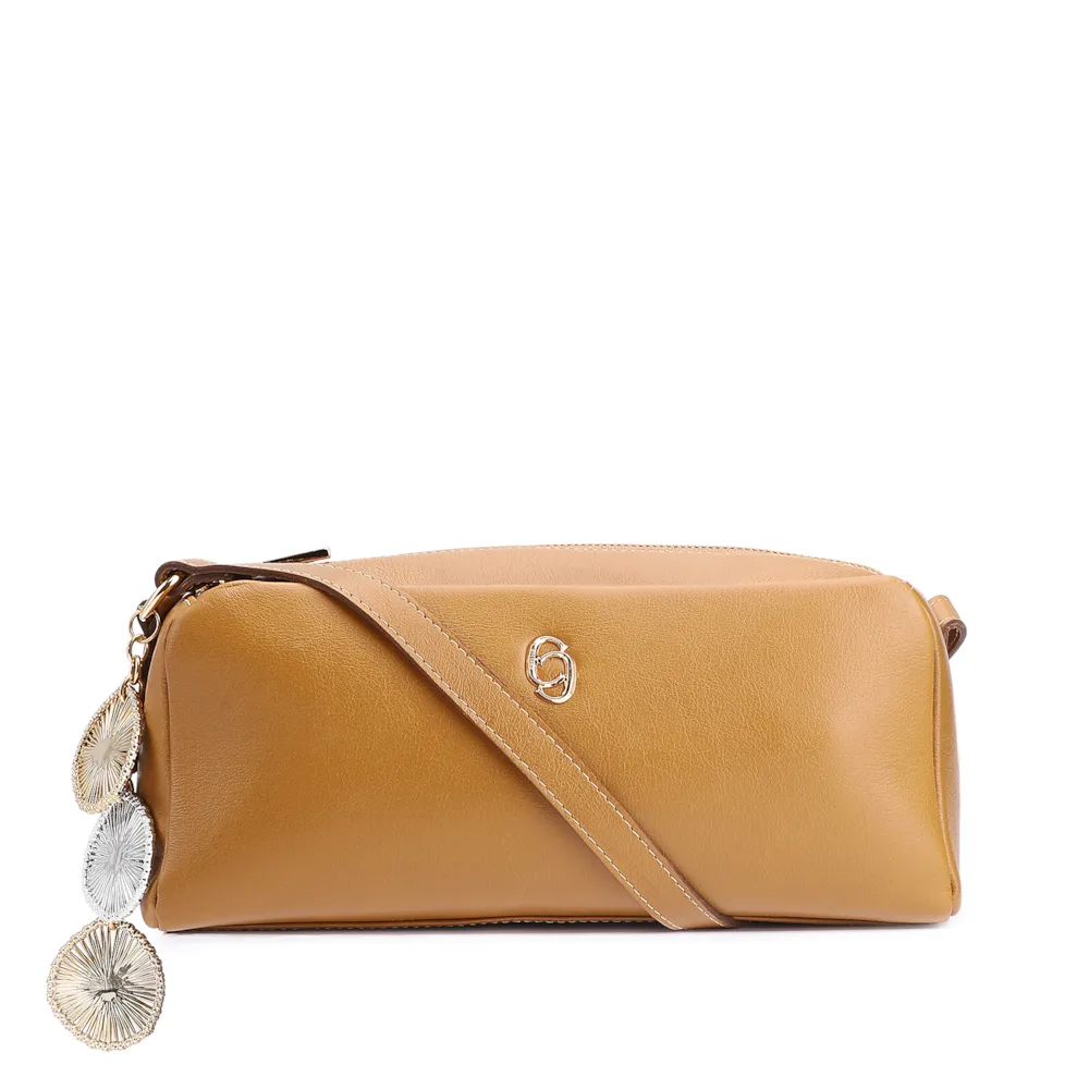 Bolsa Transversal Bag Charm Couro Amarelo