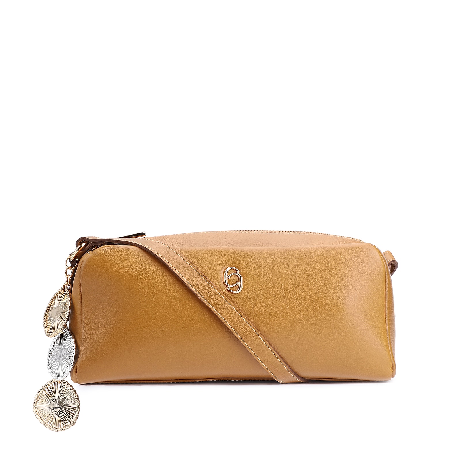 Bolsa Transversal Bag Charm Couro Amarelo