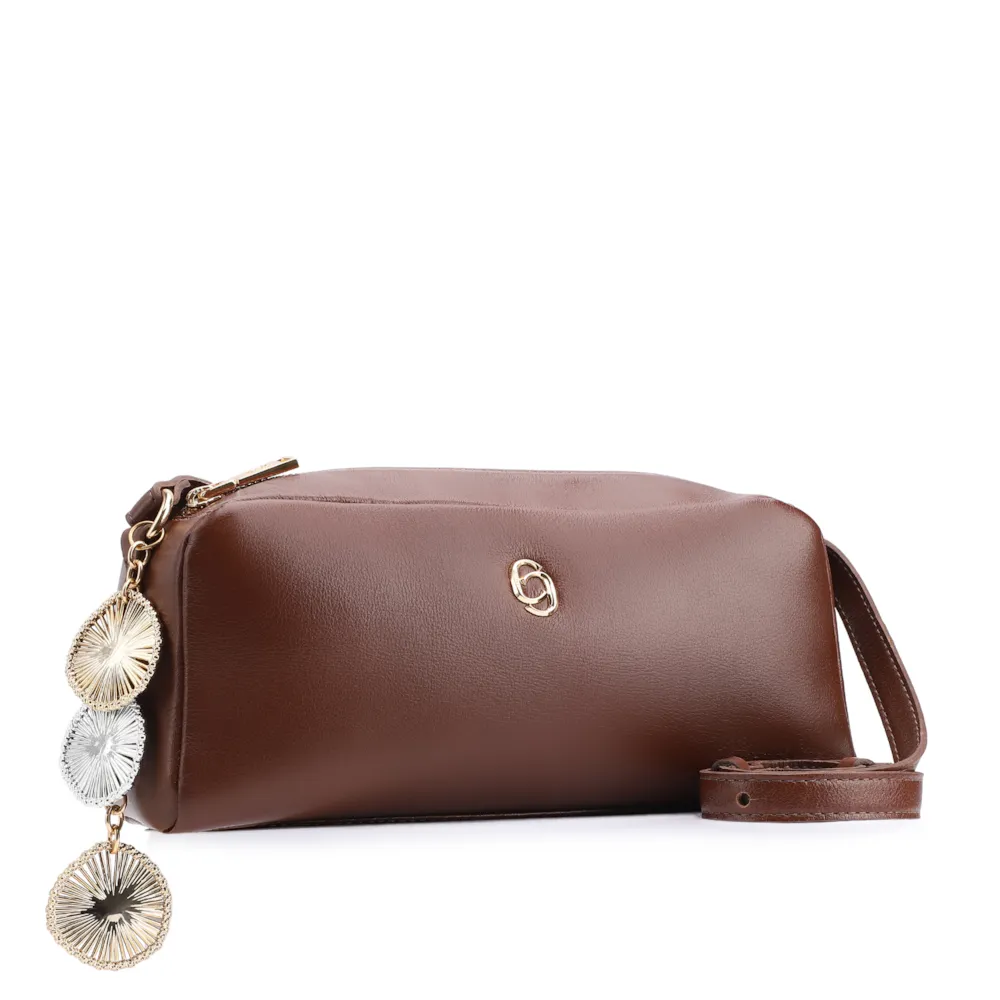 Bolsa Transversal Bag Charm Couro Marrom - imagem 3