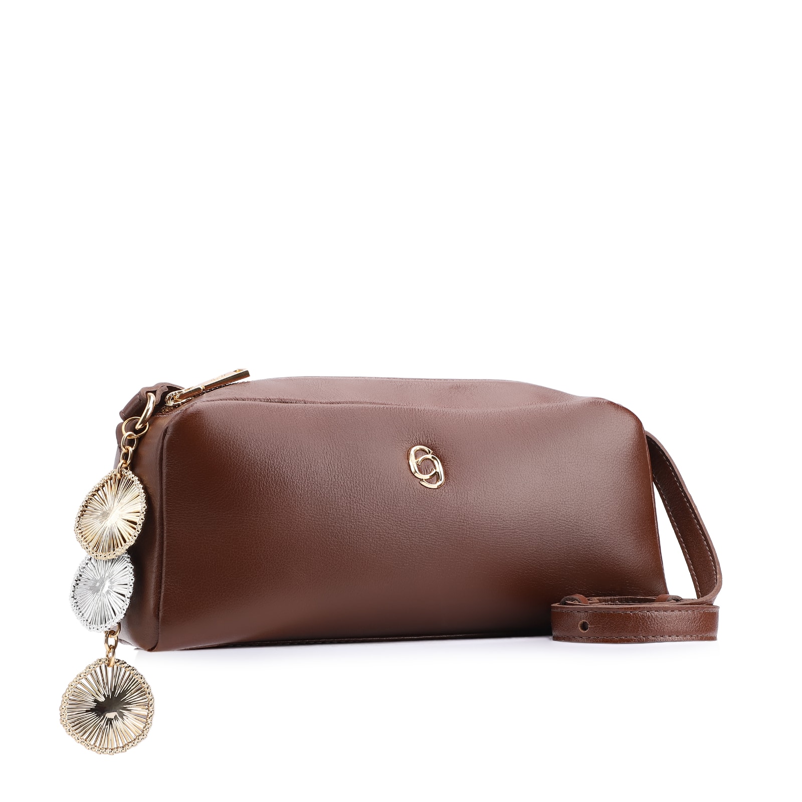 Bolsa Transversal Bag Charm Couro Marrom