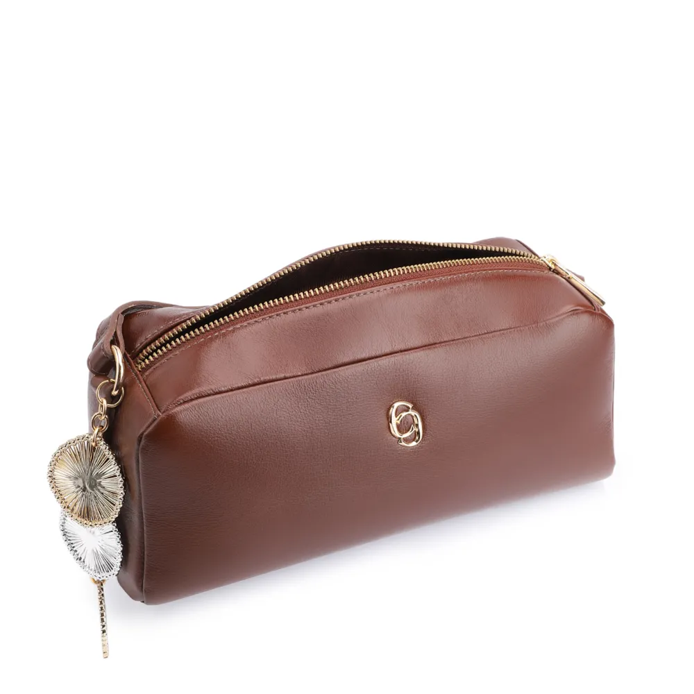 Bolsa Transversal Bag Charm Couro Marrom - imagem 5