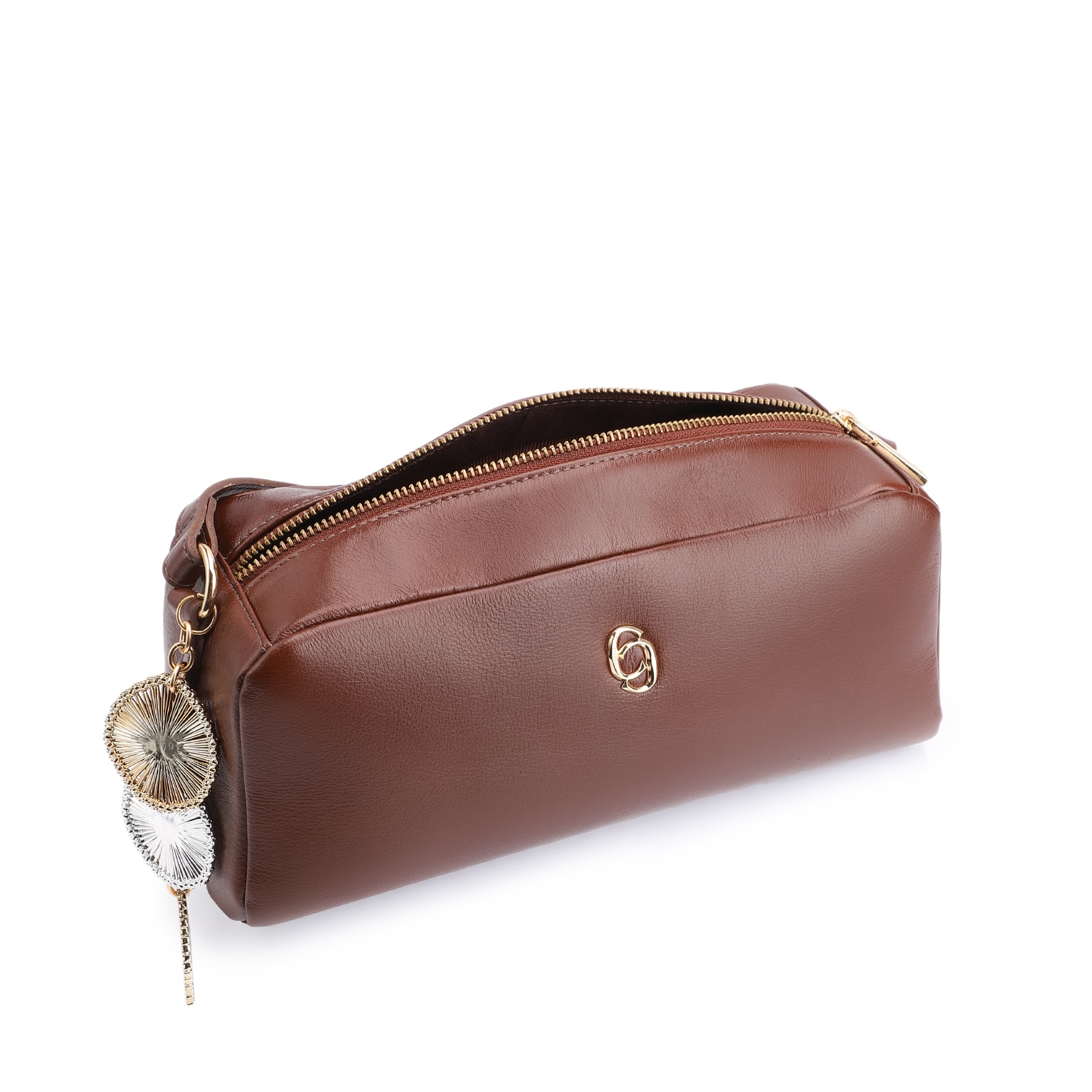 Bolsa Transversal Bag Charm Couro Marrom