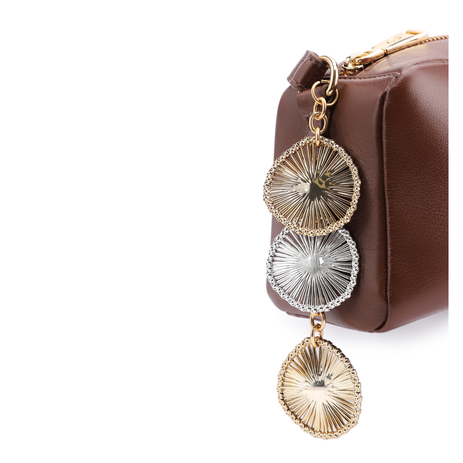 Bolsa Transversal Bag Charm Couro Marrom