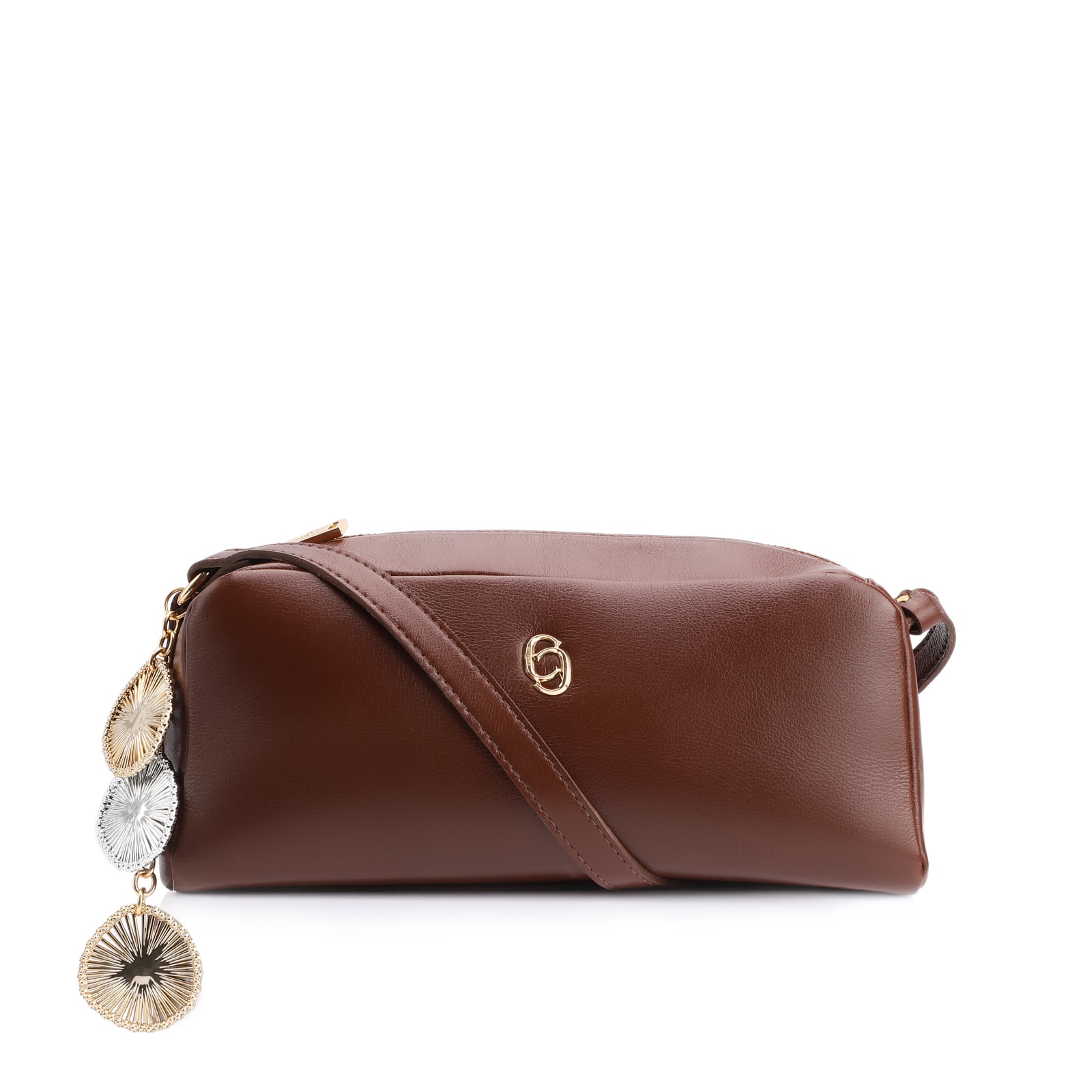 Bolsa Transversal Bag Charm Couro Marrom
