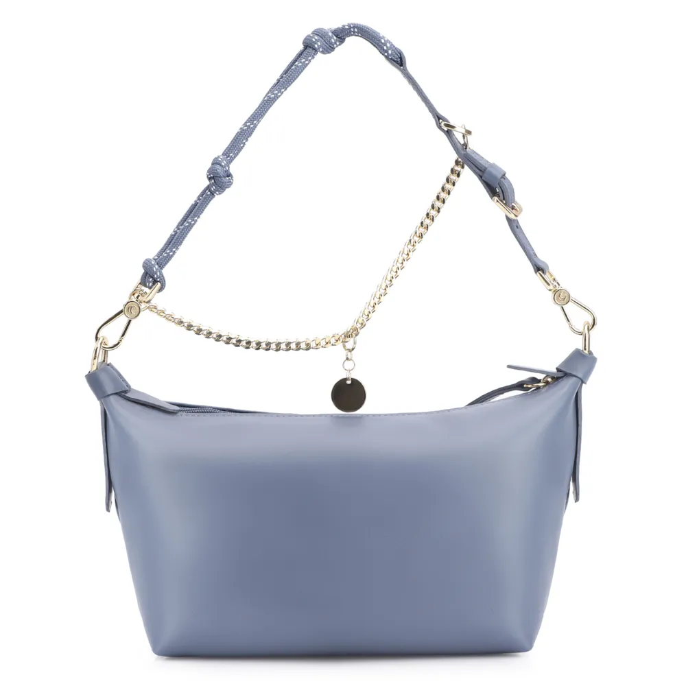 Bolsa Transversal Cordão Couro Azul - imagem 4