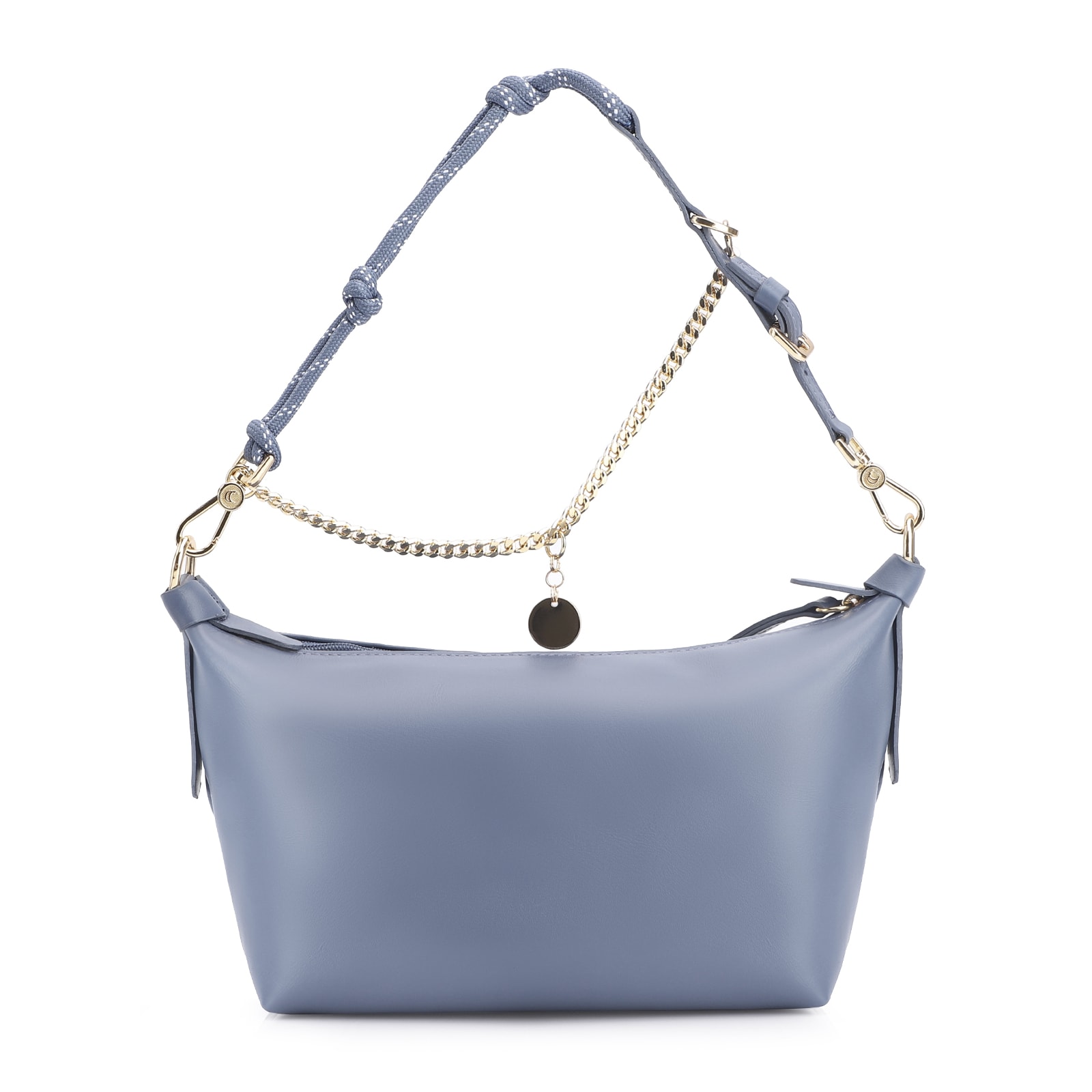 Bolsa Transversal Cordão Couro Azul