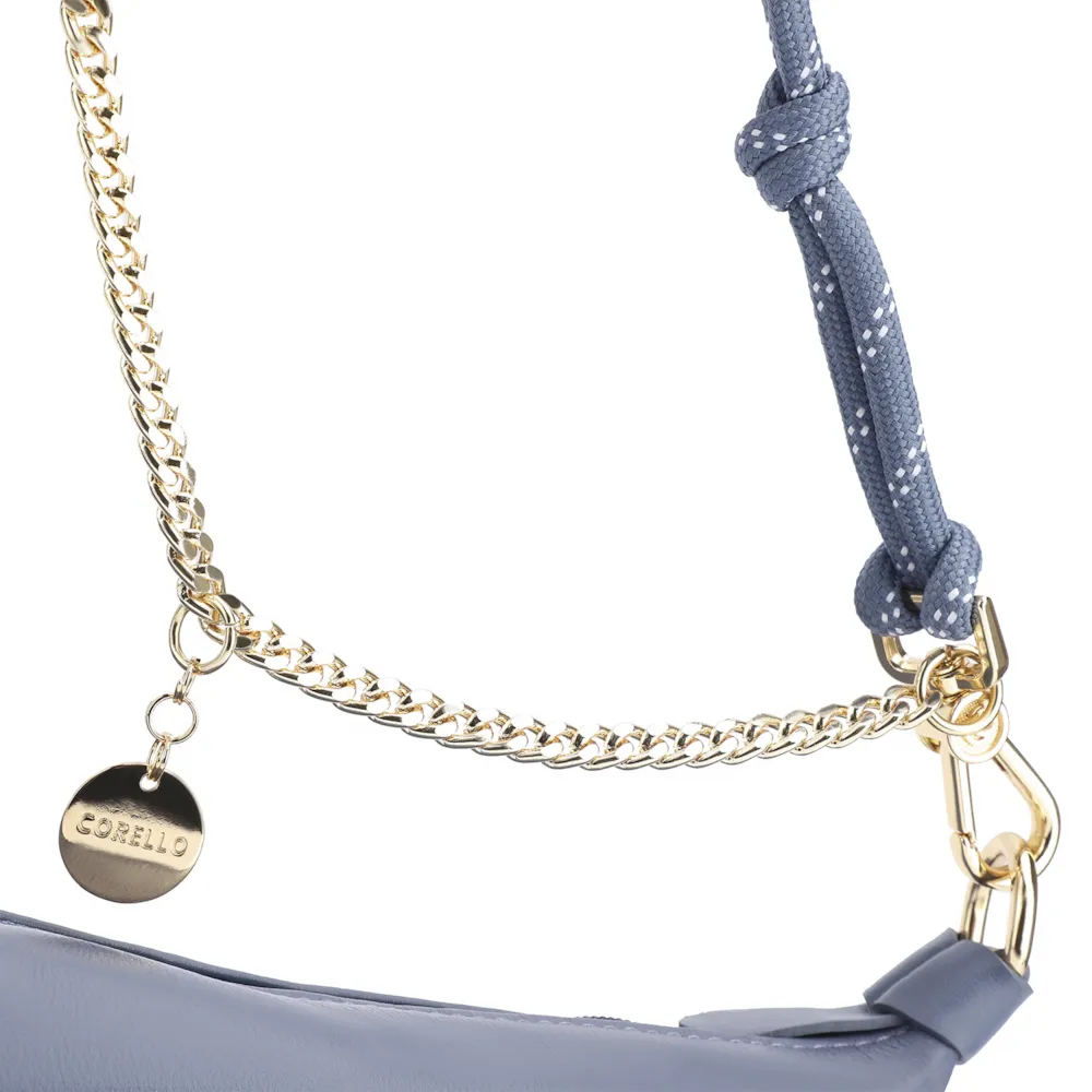 Bolsa Transversal Cordão Couro Azul - imagem 6
