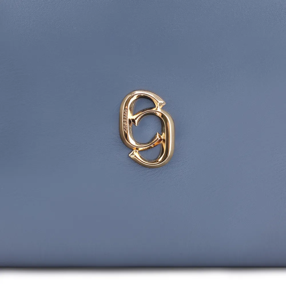 Bolsa Transversal Cordão Couro Azul - imagem 7