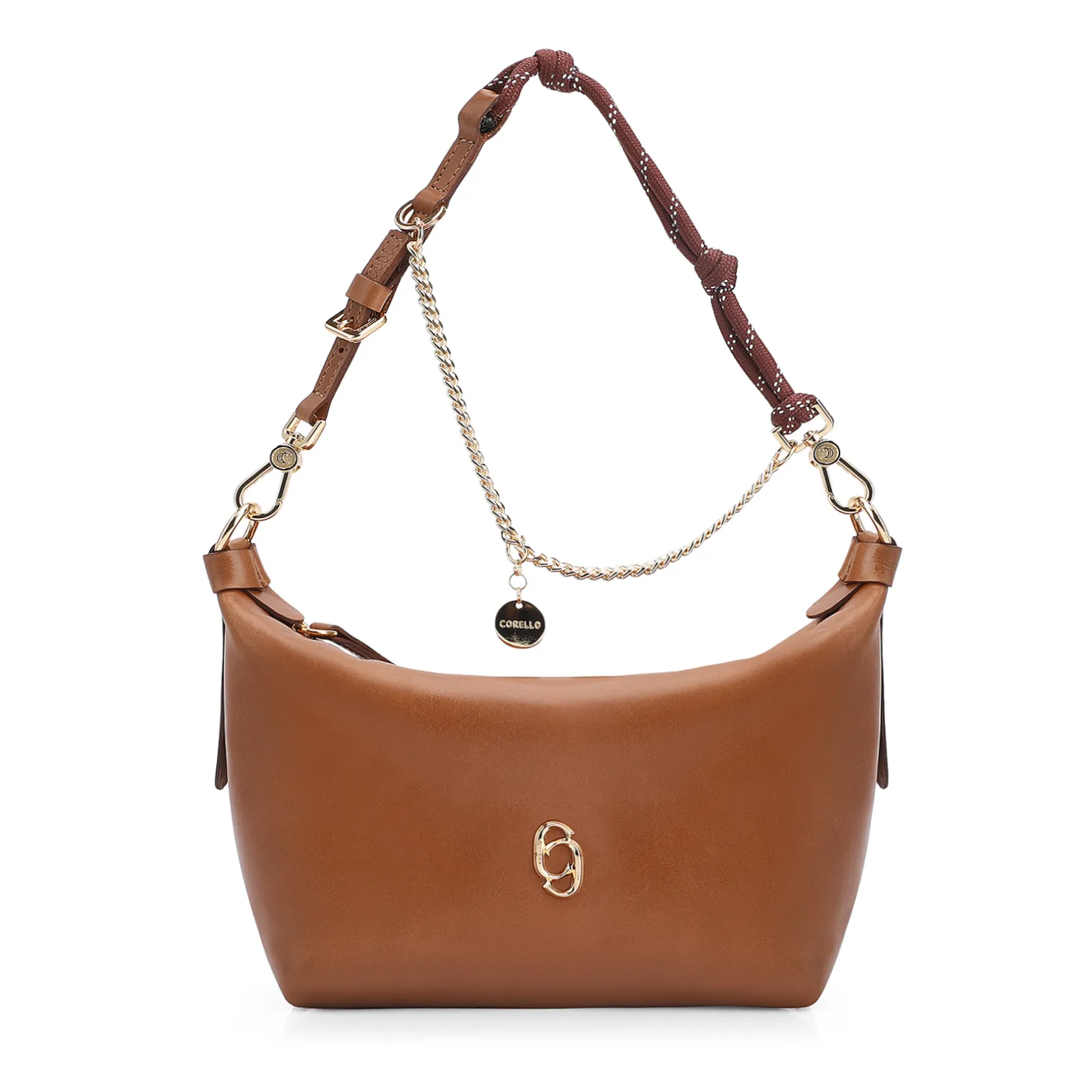 Bolsa Transversal Cordão Couro Marrom