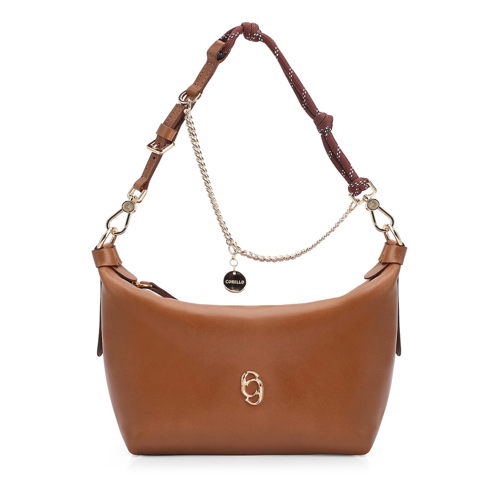 Bolsa Transversal Cordão Couro Marrom