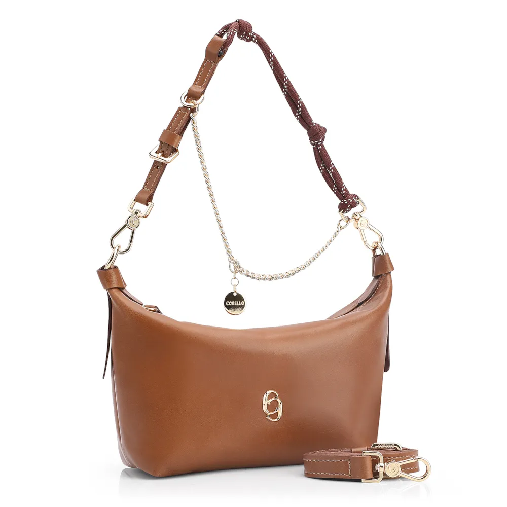 Bolsa Transversal Cordão Couro Marrom - imagem 3
