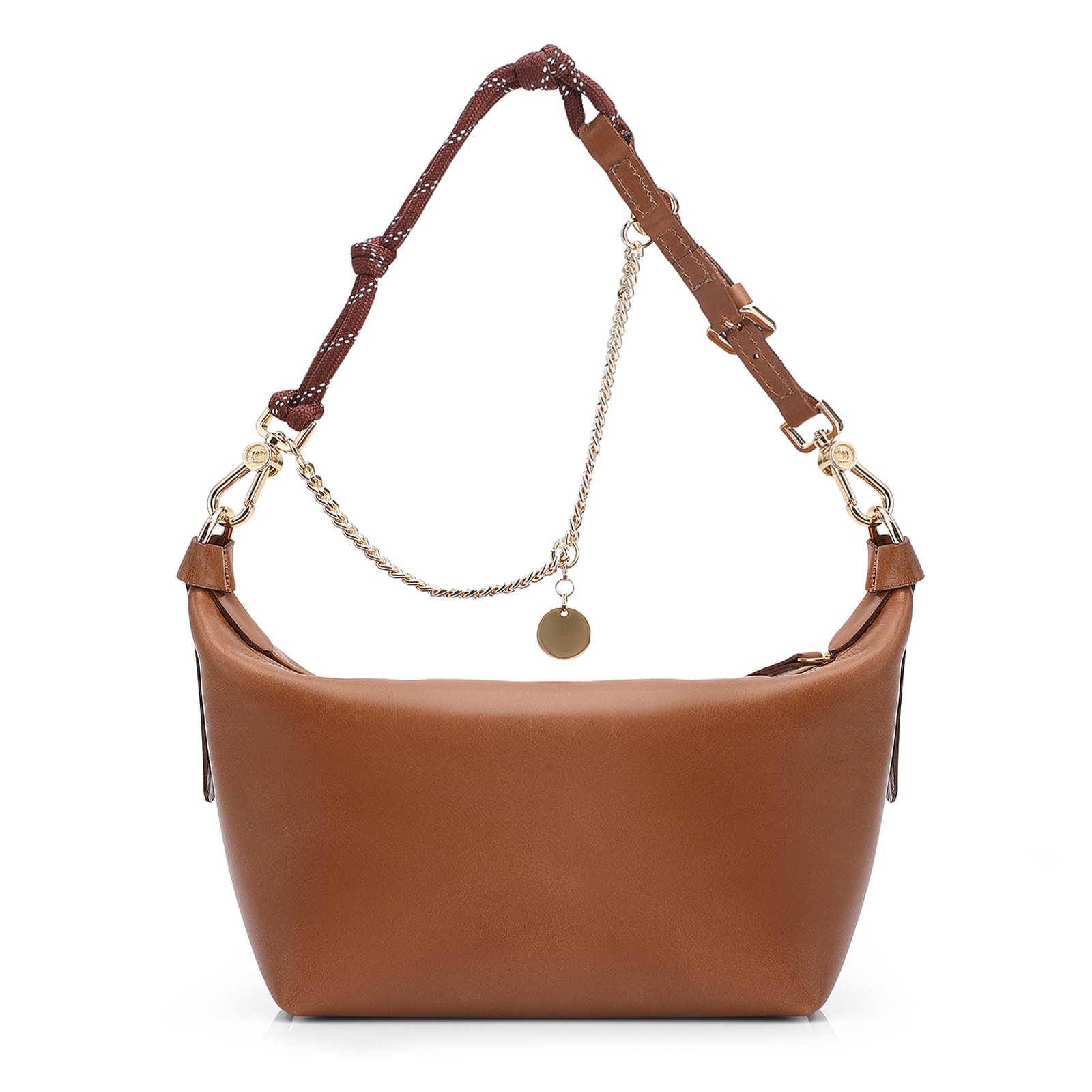 Bolsa Transversal Cordão Couro Marrom