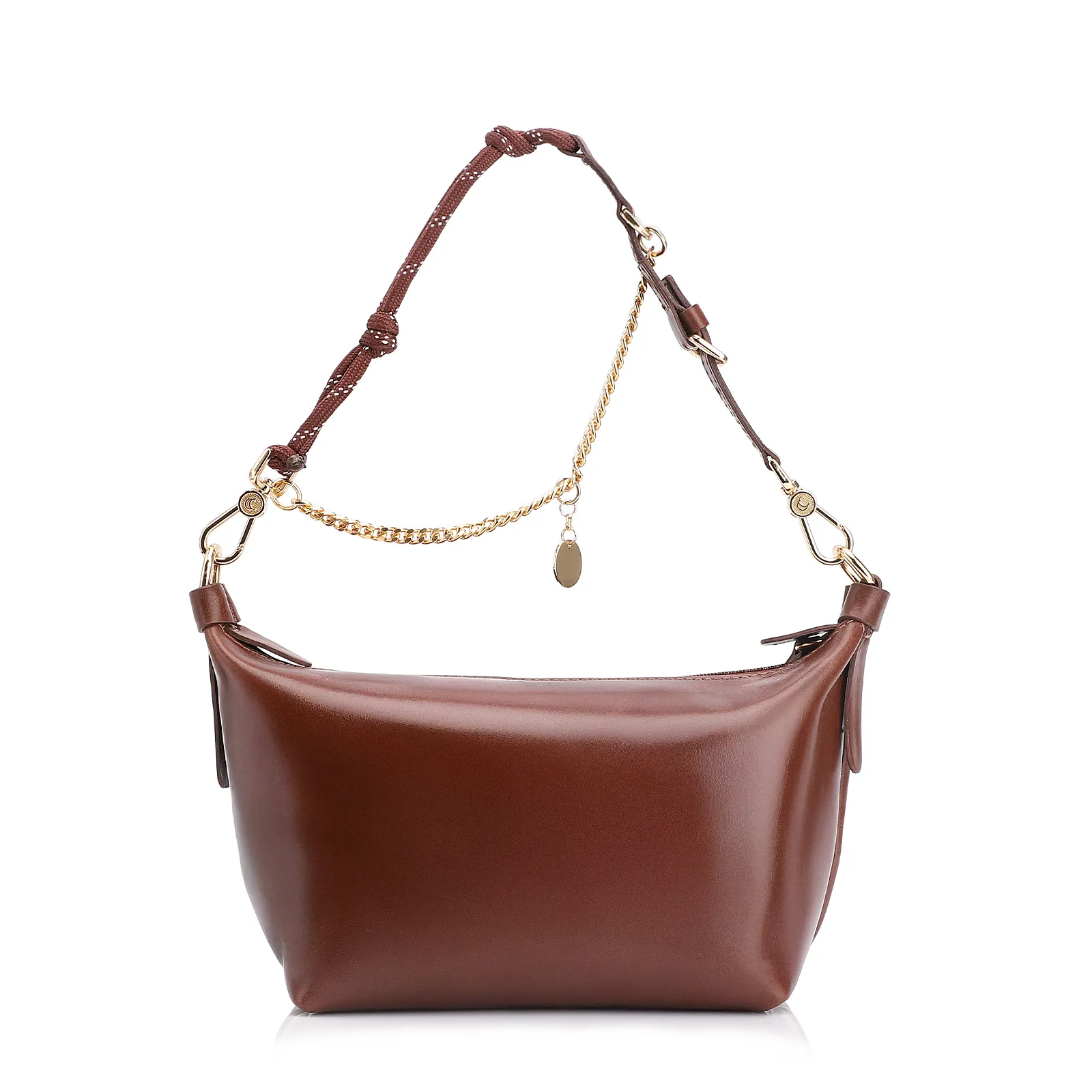 Bolsa Transversal Cordão Couro Marrom Escuro