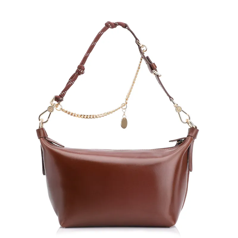 Bolsa Transversal Cordão Couro Marrom Escuro - foto 4