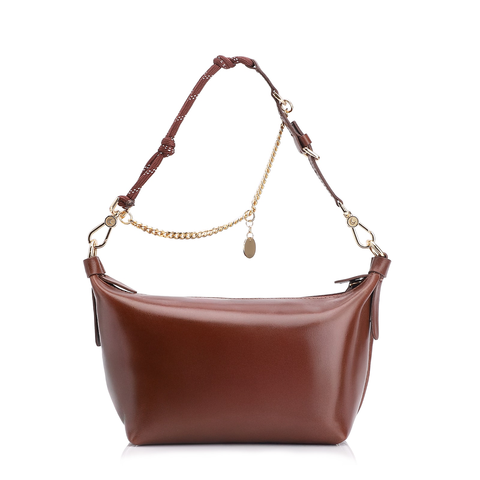 Bolsa Transversal Cordão Couro Marrom Escuro