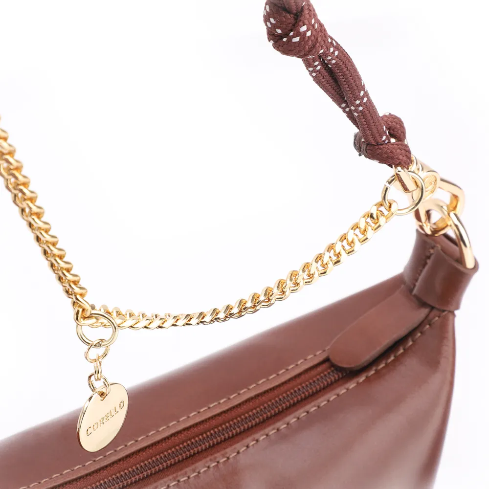 Bolsa Transversal Cordão Couro Marrom Escuro - imagem 6
