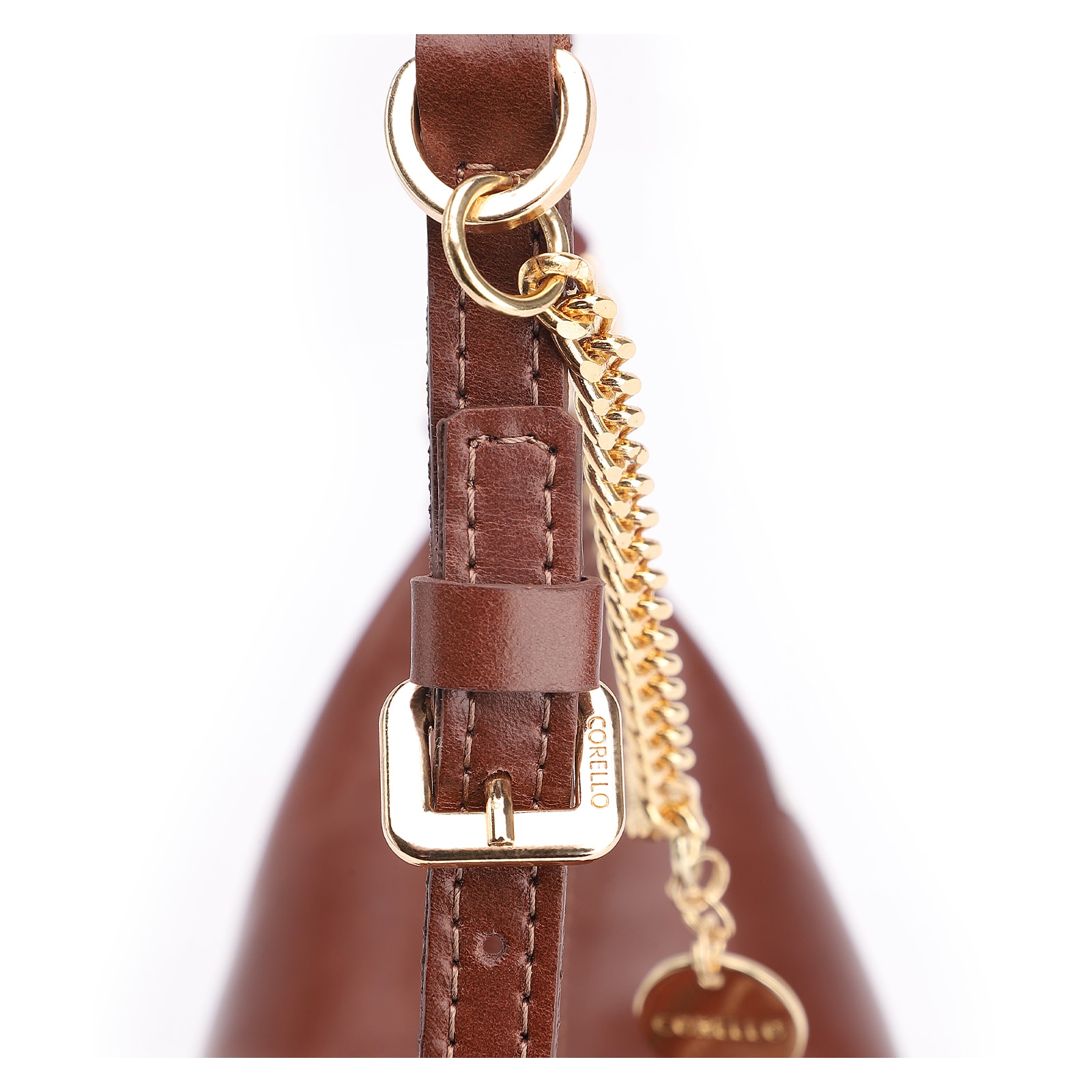 Bolsa Transversal Cordão Couro Marrom Escuro