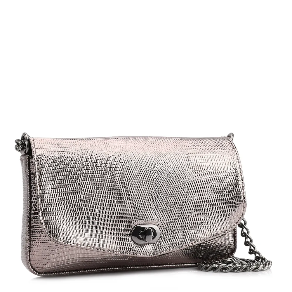  Bolsa Transversal Correntes Alt Lezard Prata - imagem 3
