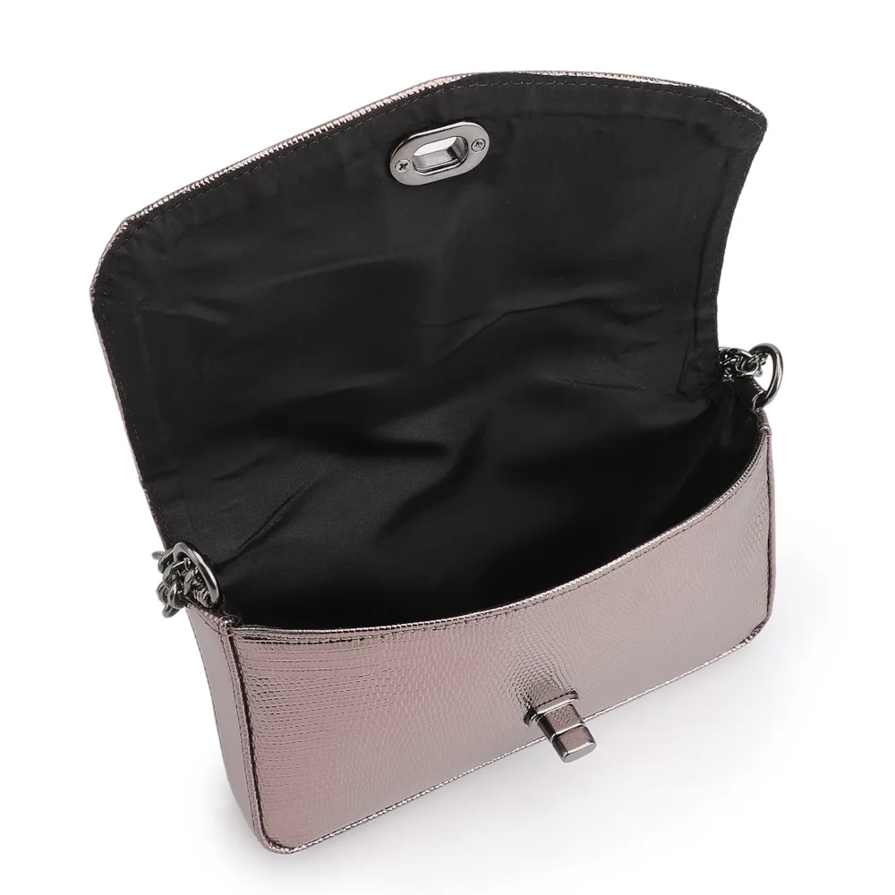  Bolsa Transversal Correntes Alt Lezard Prata - imagem 5