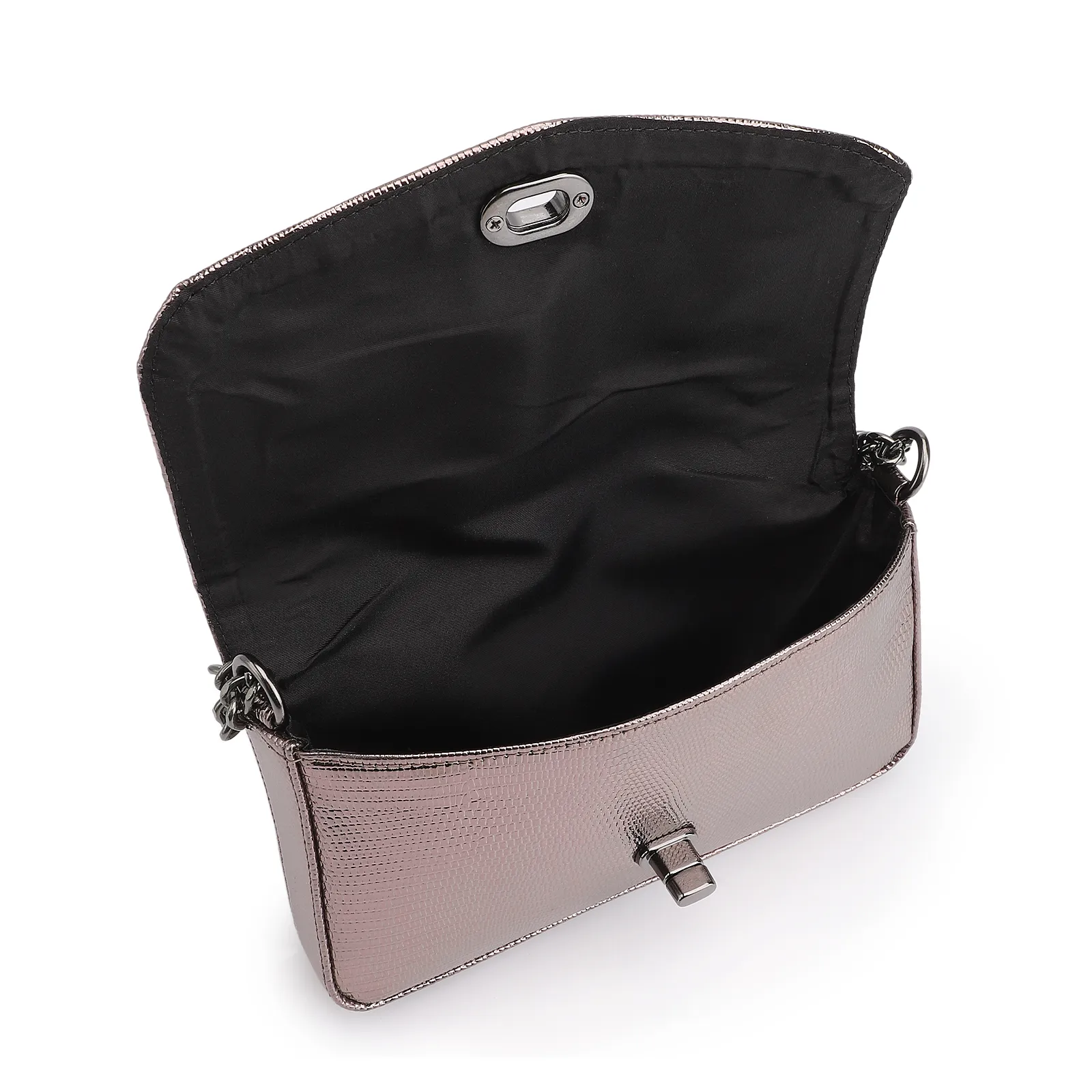  Bolsa Transversal Correntes Alt Lezard Prata