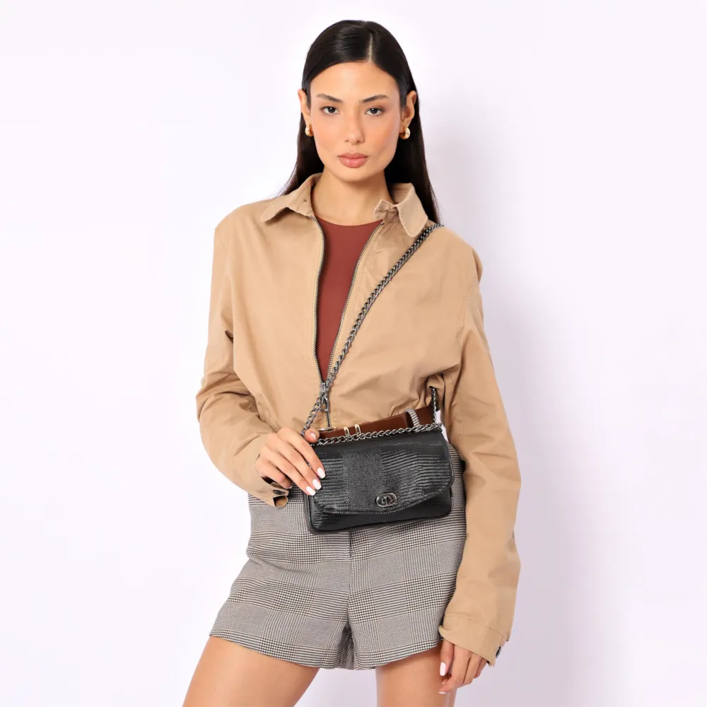  Bolsa Transversal Correntes Alt Lezard Preto - imagem 2