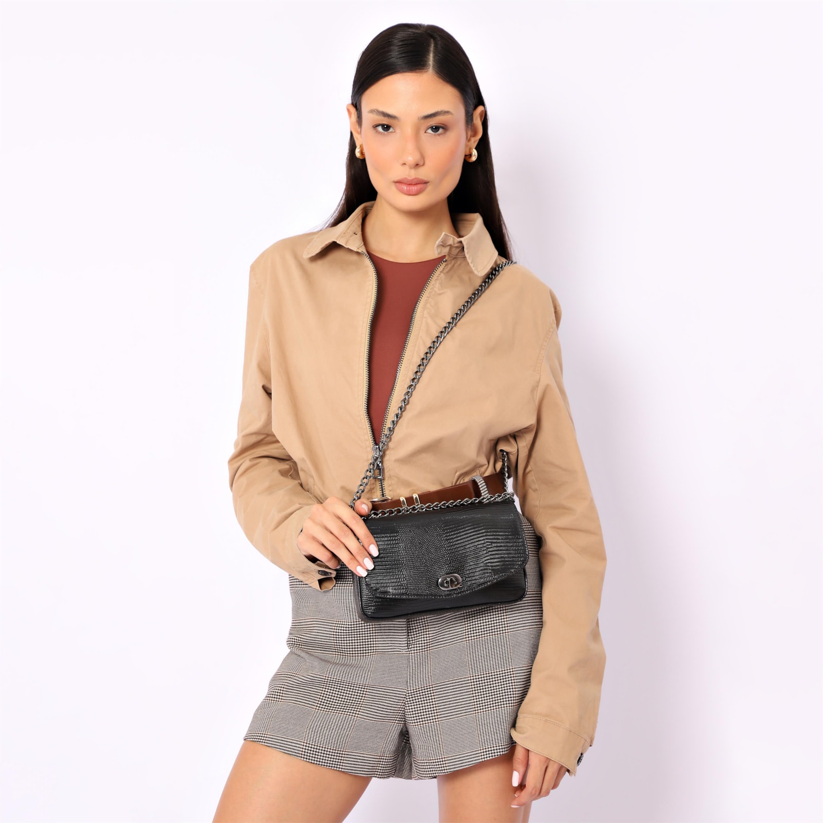 Bolsa Transversal Correntes Alt Lezard Preto