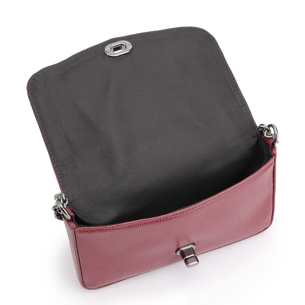  Bolsa Transversal Correntes Alt Lezard Vinho - imagem 4