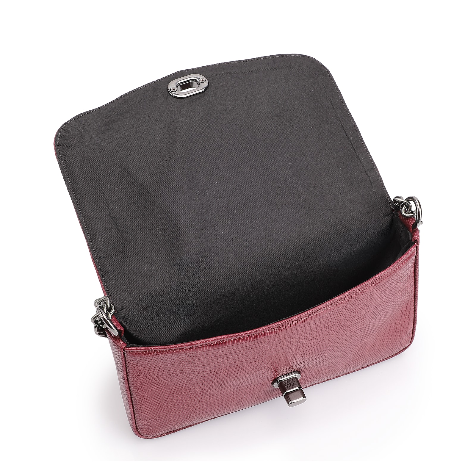 Bolsa Transversal Correntes Alt Lezard Vinho