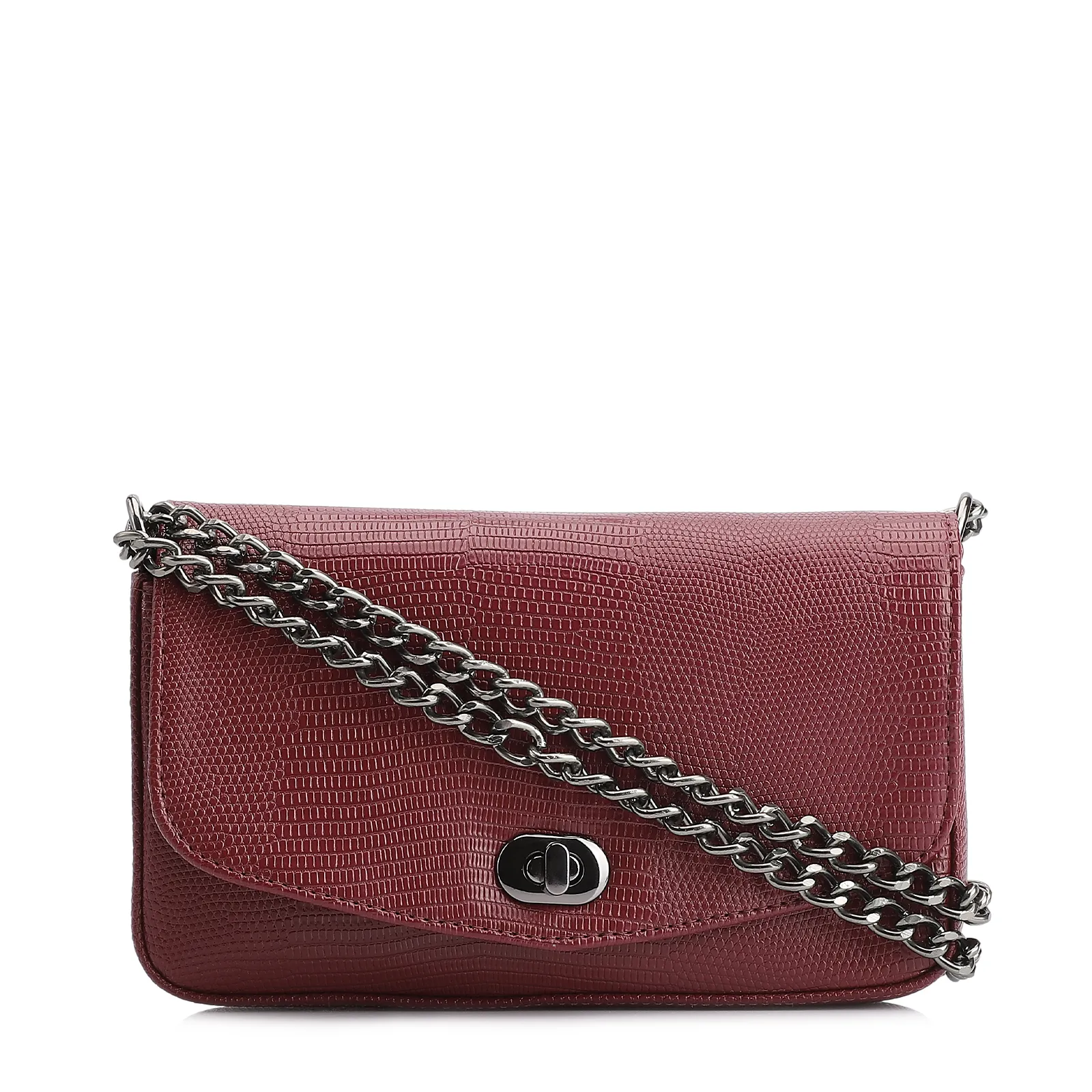 Bolsa Transversal Correntes Alt Lezard Vinho