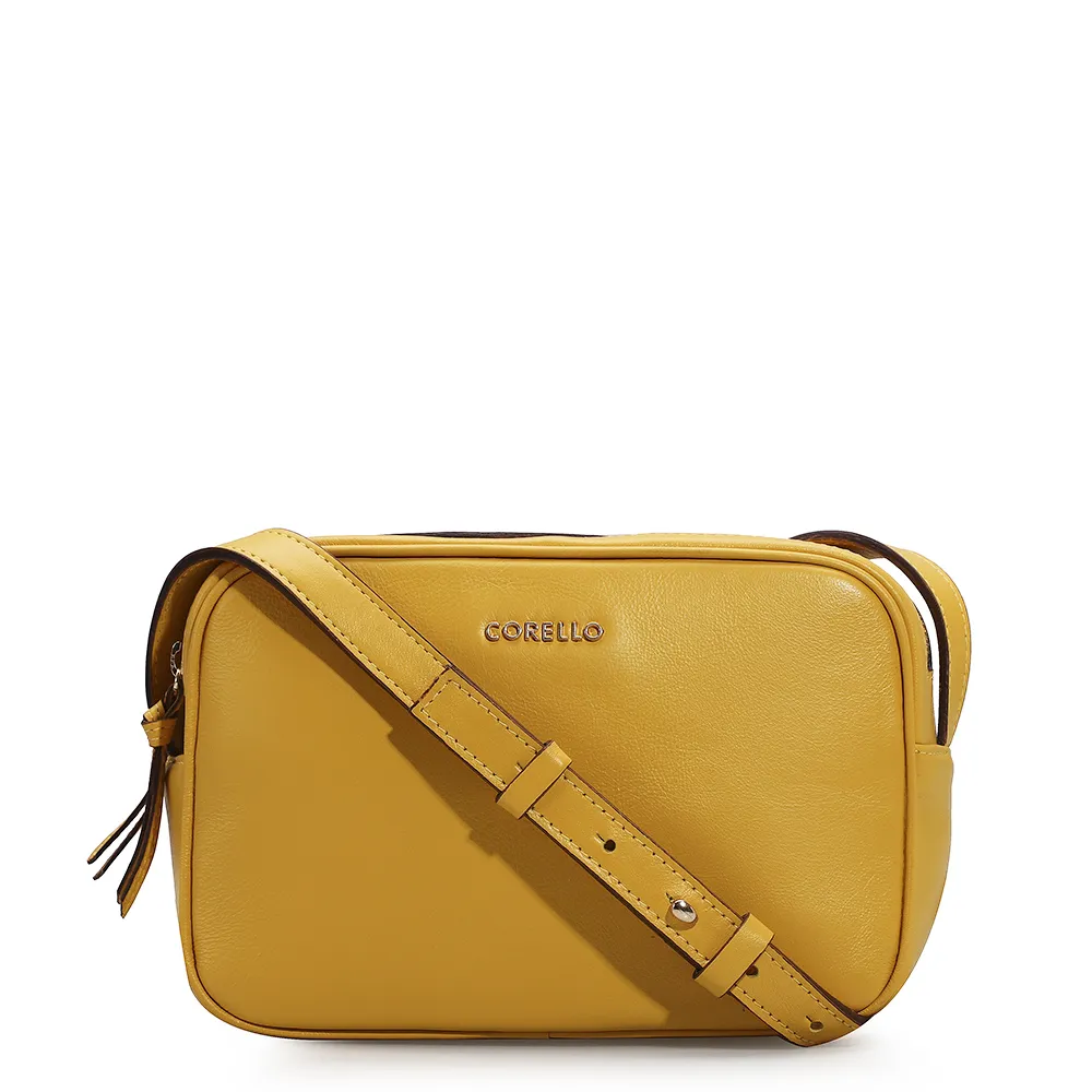Bolsa Transversal Couro Amarelo