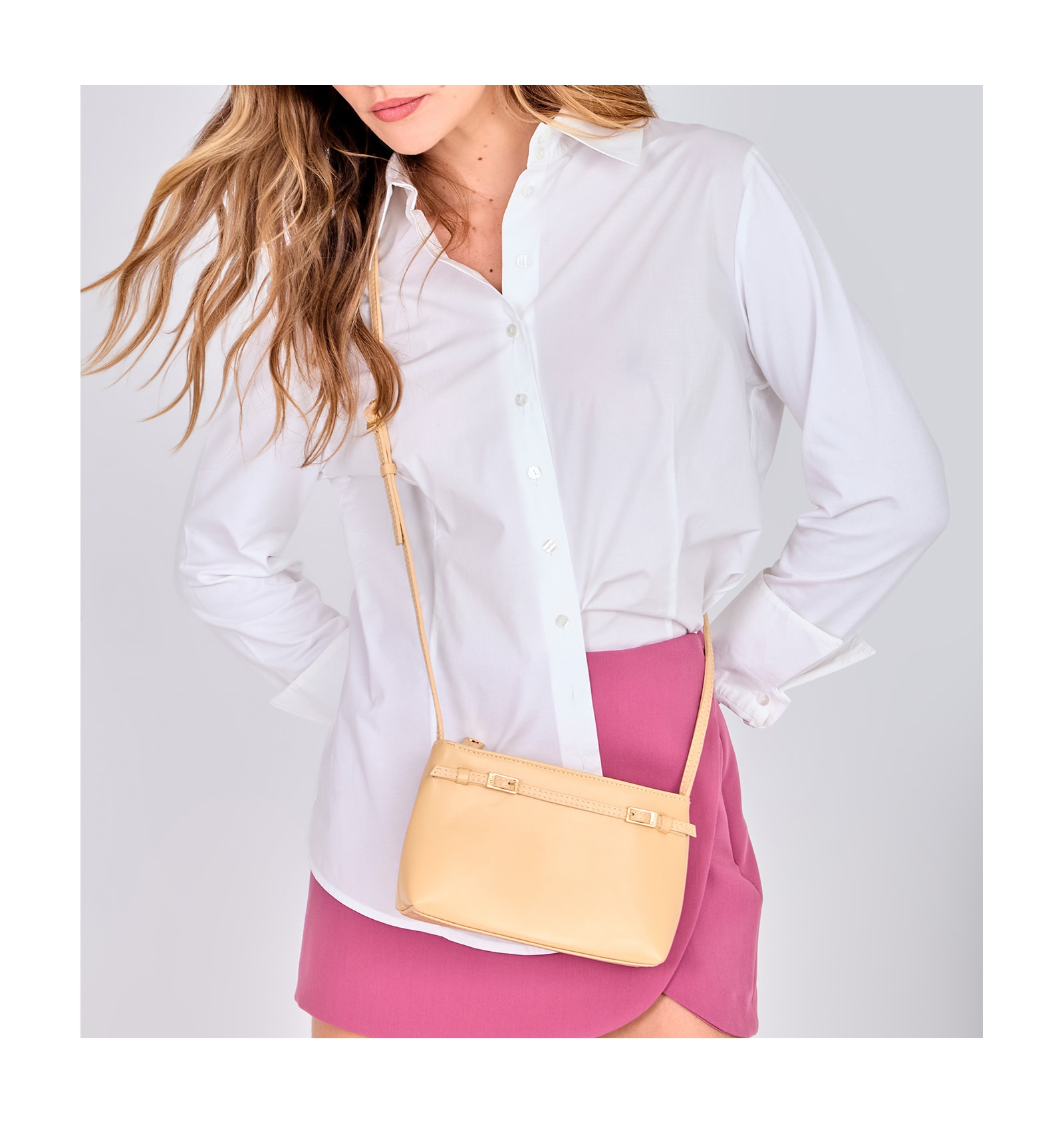 Bolsa Transversal Couro Amarelo