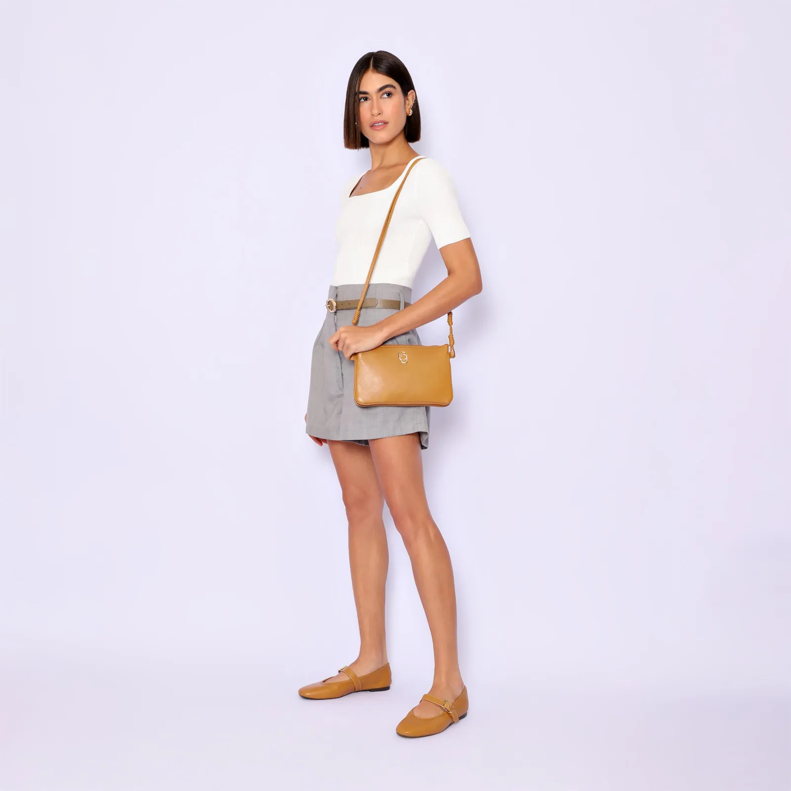 Bolsa Transversal Couro Amarelo