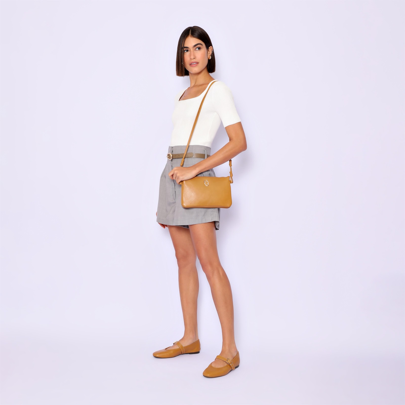 Bolsa Transversal Couro Amarelo