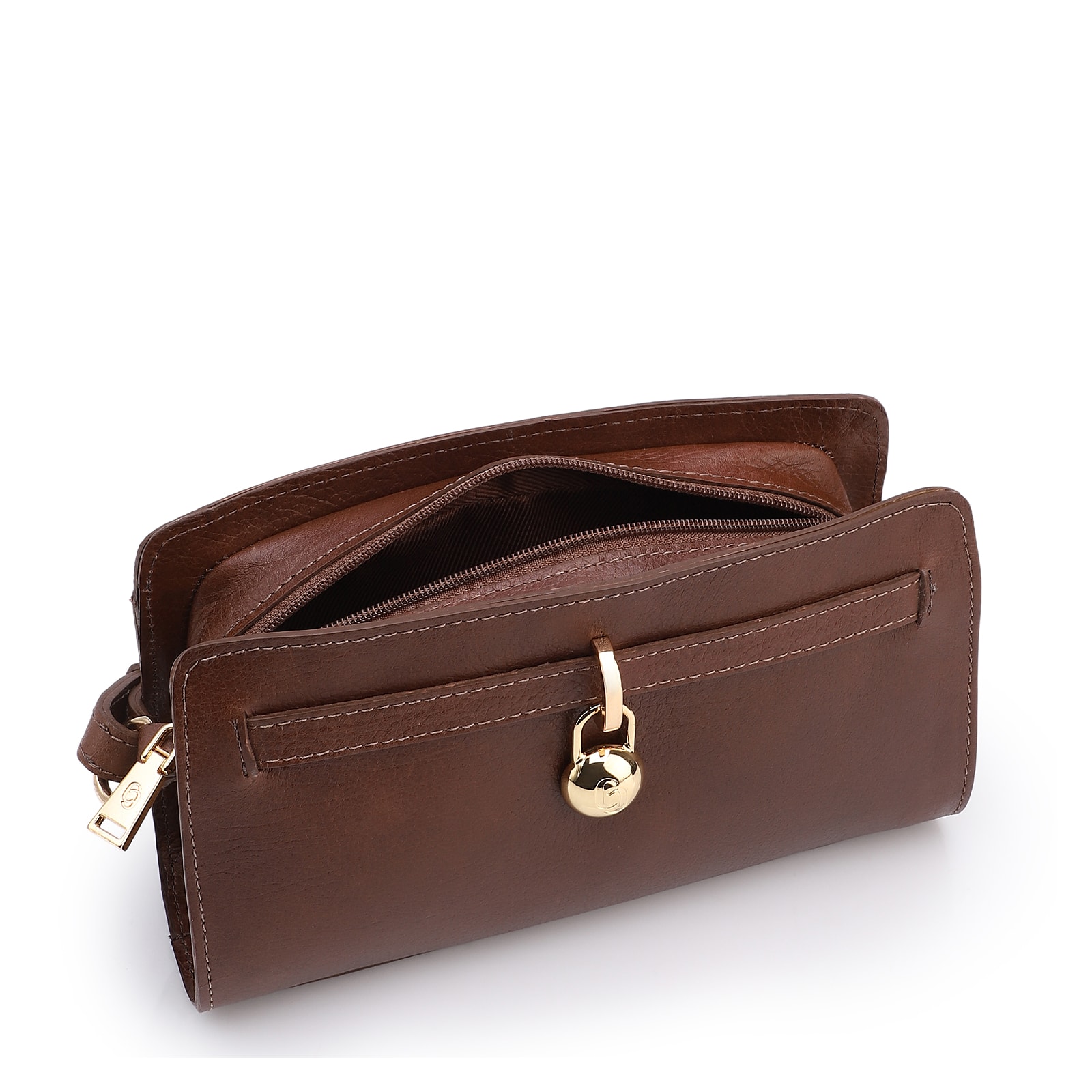 Bolsa Transversal Couro Antique Marrom