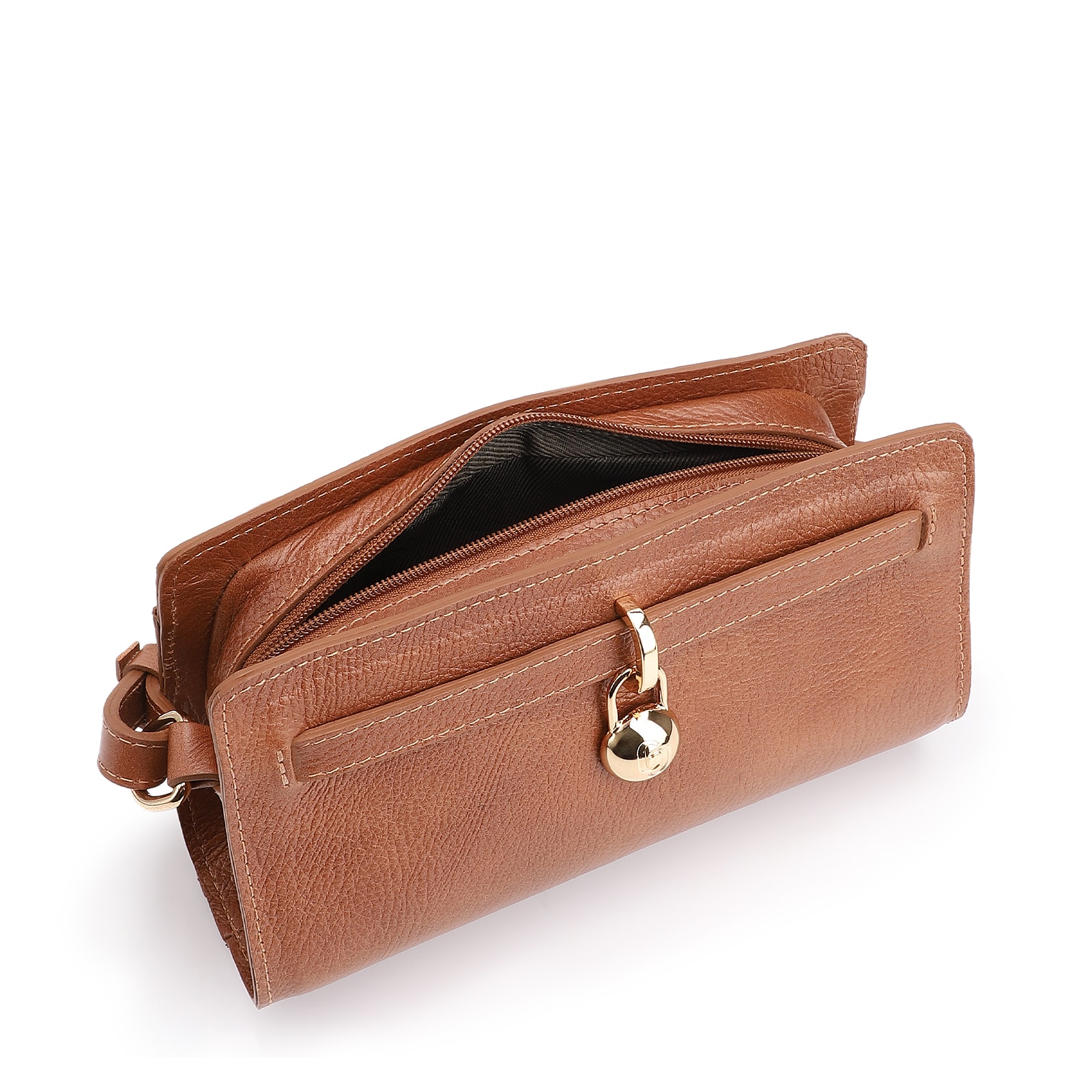 Bolsa Transversal Couro Antique Marrom Claro