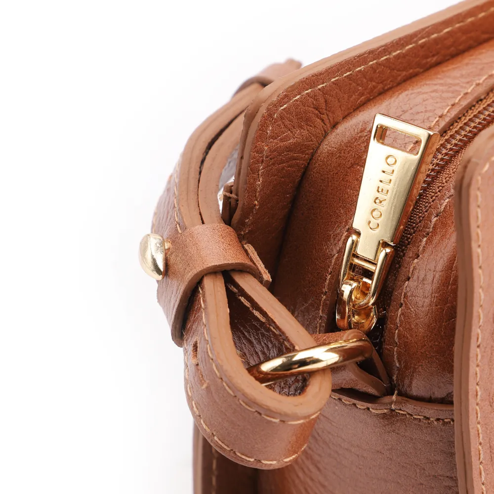 Bolsa Transversal Couro Antique Marrom Claro - imagem 5