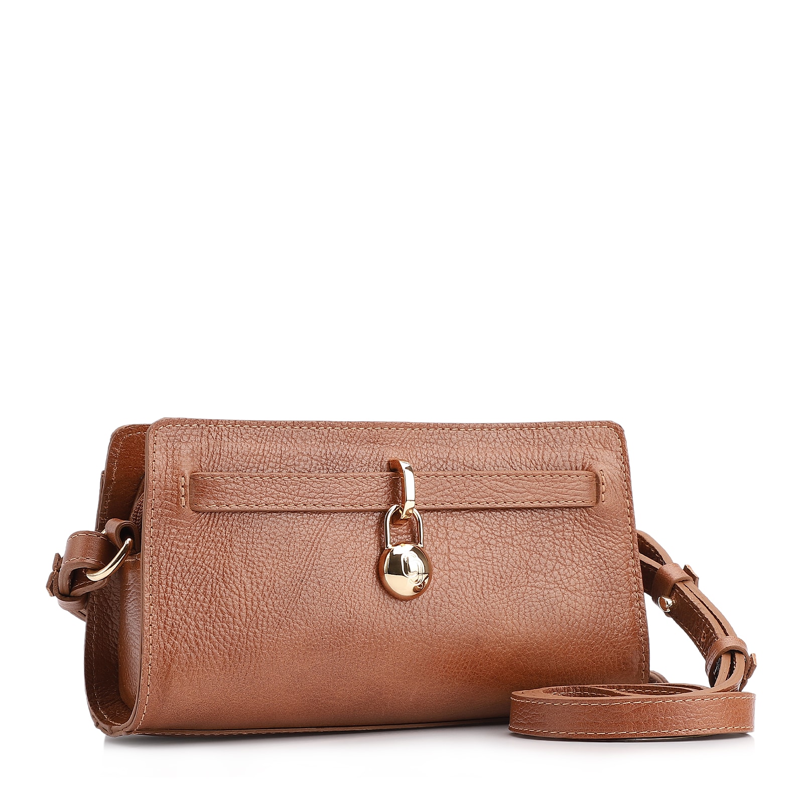Bolsa Transversal Couro Antique Marrom Claro