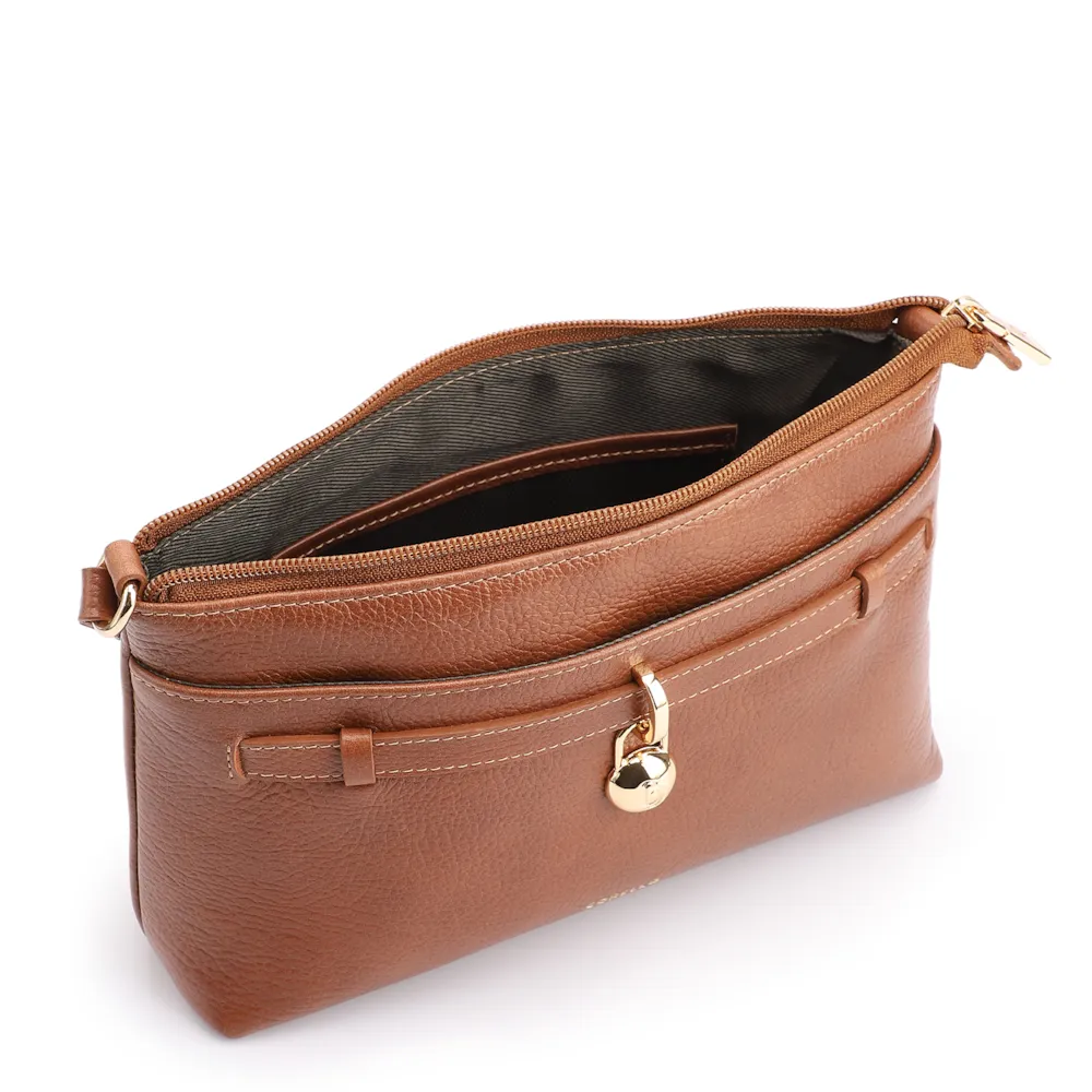 Bolsa Transversal Couro Antique Marrom Claro - imagem 4