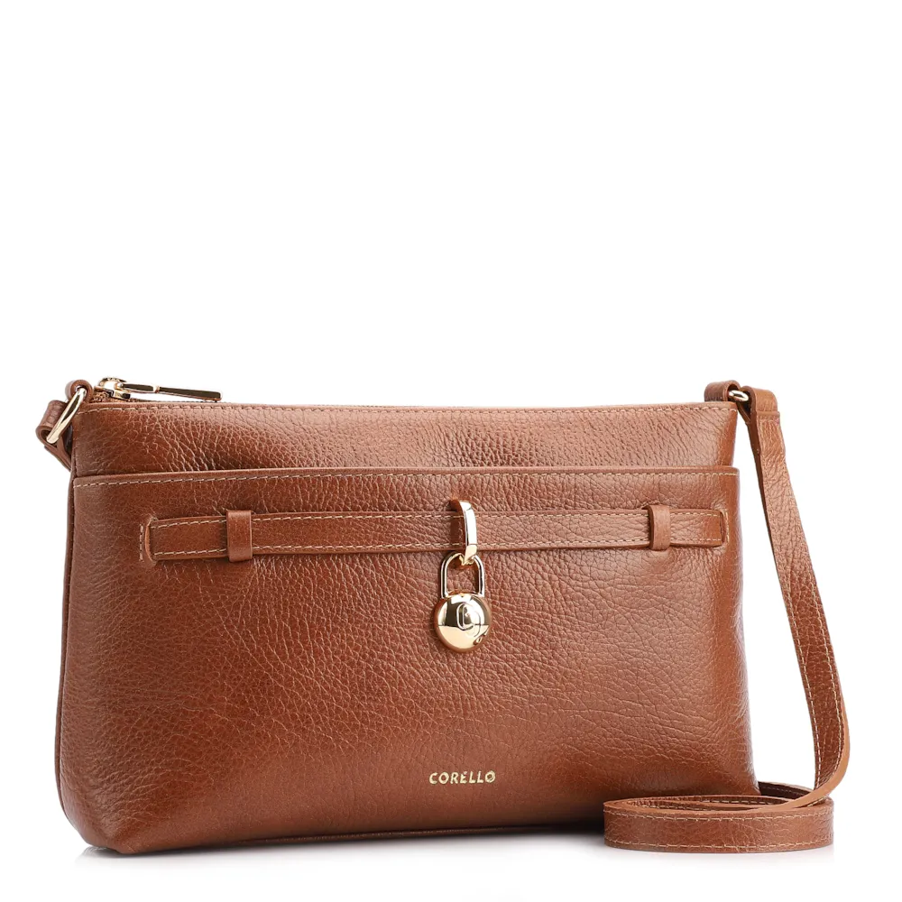 Bolsa Transversal Couro Antique Marrom Claro - imagem 2