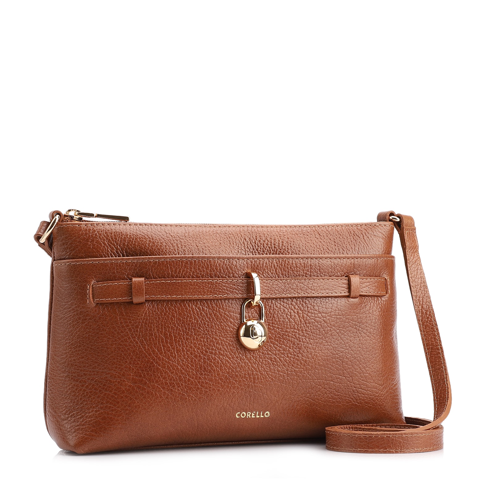 Bolsa Transversal Couro Antique Marrom Claro
